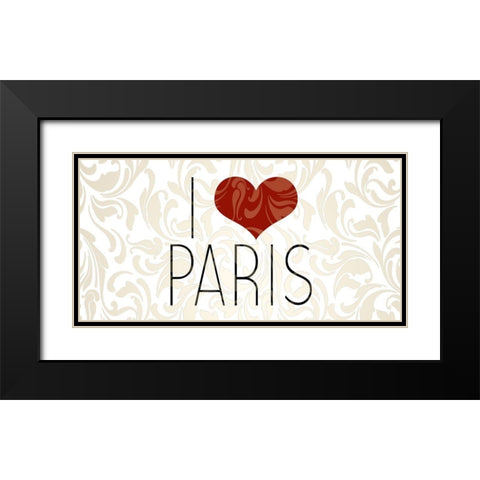 I Love Paris 3 Black Modern Wood Framed Art Print with Double Matting by Kimberly, Allen