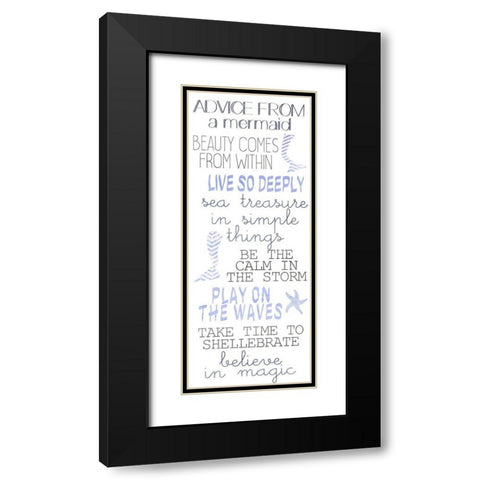 Mermaid Advice  Black Modern Wood Framed Art Print with Double Matting by Kimberly, Allen