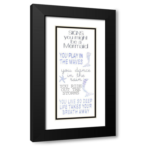 Mermaid Signs Black Modern Wood Framed Art Print with Double Matting by Kimberly, Allen