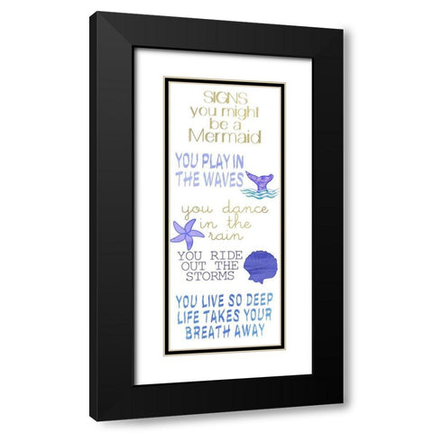 Mermaid Signs v2 Black Modern Wood Framed Art Print with Double Matting by Kimberly, Allen