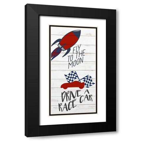 Fly to the Moon Black Modern Wood Framed Art Print with Double Matting by Kimberly, Allen