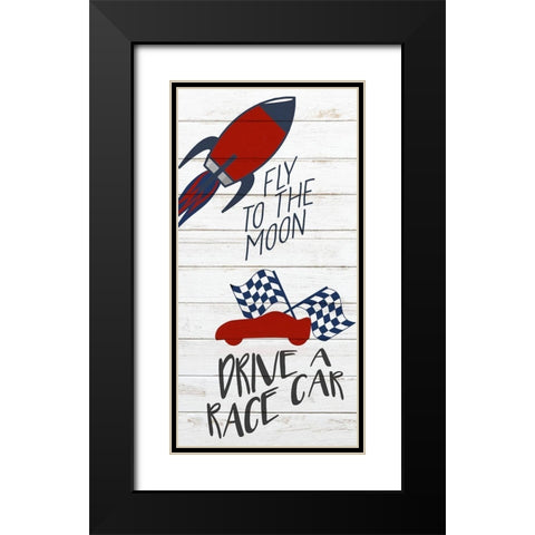 Fly to the Moon Black Modern Wood Framed Art Print with Double Matting by Kimberly, Allen