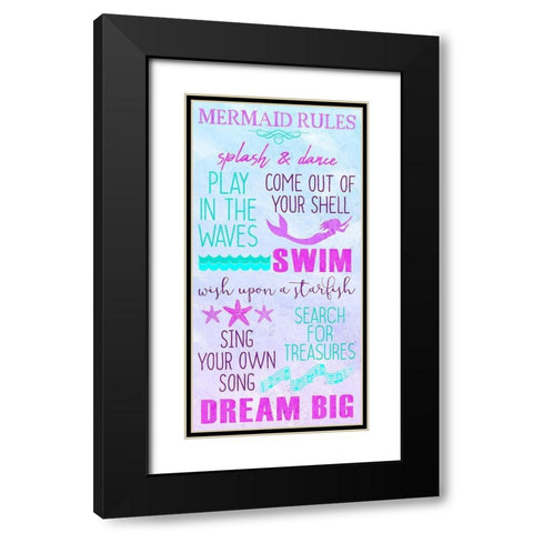 Mermaid Rules Panel Black Modern Wood Framed Art Print with Double Matting by Kimberly, Allen