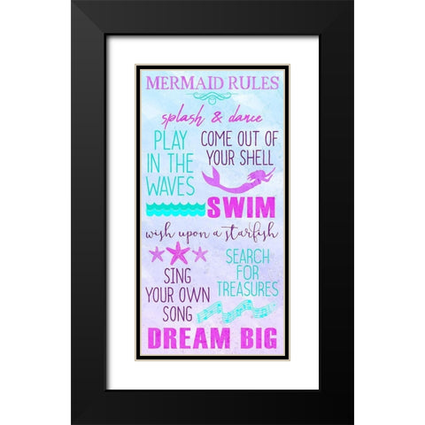 Mermaid Rules Panel Black Modern Wood Framed Art Print with Double Matting by Kimberly, Allen