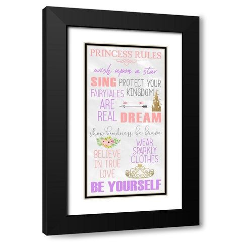 Princess Rules Panel Black Modern Wood Framed Art Print with Double Matting by Kimberly, Allen