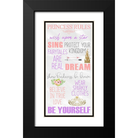Princess Rules Panel Black Modern Wood Framed Art Print with Double Matting by Kimberly, Allen