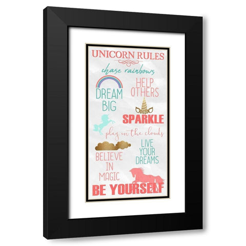 Unicorn Rules Panel Black Modern Wood Framed Art Print with Double Matting by Kimberly, Allen