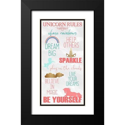 Unicorn Rules Panel Black Modern Wood Framed Art Print with Double Matting by Kimberly, Allen