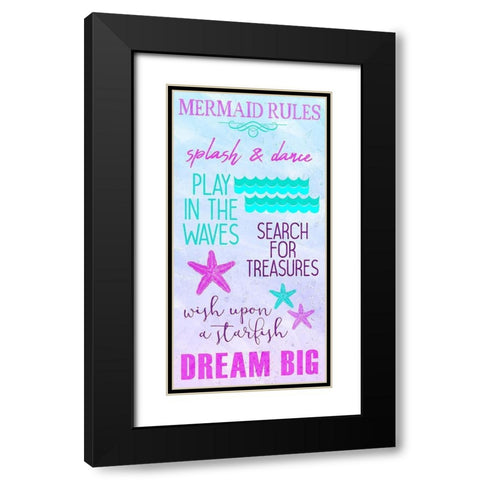 Mermaid Rules 1 Black Modern Wood Framed Art Print with Double Matting by Kimberly, Allen