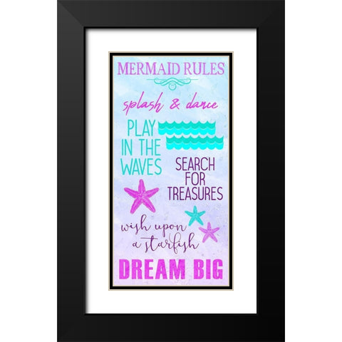 Mermaid Rules 1 Black Modern Wood Framed Art Print with Double Matting by Kimberly, Allen