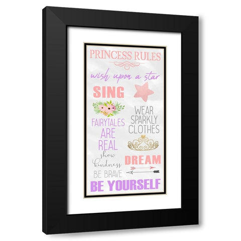 Rules for Princesses 1 Black Modern Wood Framed Art Print with Double Matting by Kimberly, Allen