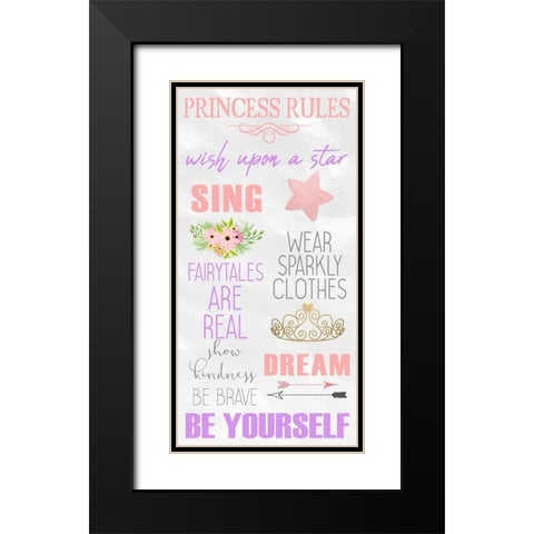 Rules for Princesses 1 Black Modern Wood Framed Art Print with Double Matting by Kimberly, Allen