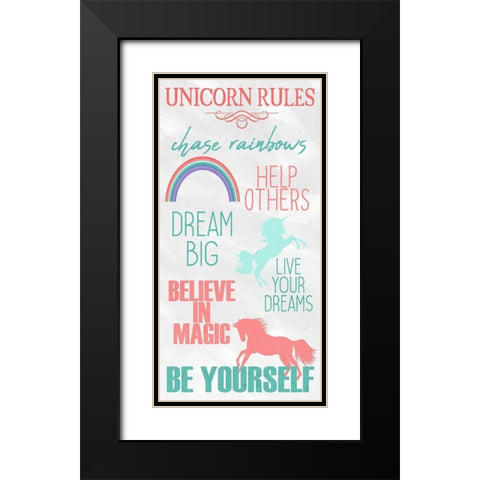Unicorn Rules 1 Black Modern Wood Framed Art Print with Double Matting by Kimberly, Allen