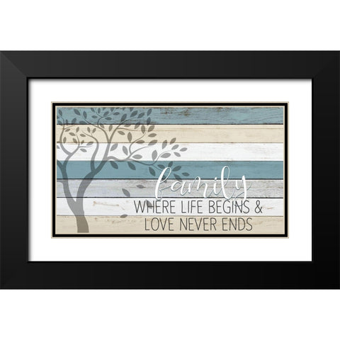 Family Where Life Begins Black Modern Wood Framed Art Print with Double Matting by Kimberly, Allen