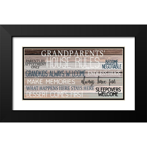 Grandparents House Rules Black Modern Wood Framed Art Print with Double Matting by Allen, Kimberly
