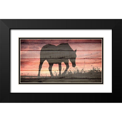 Horse Sunset Black Modern Wood Framed Art Print with Double Matting by Allen, Kimberly