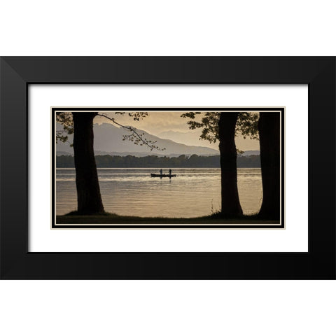 Out Fishing v2 Black Modern Wood Framed Art Print with Double Matting by Allen, Kimberly