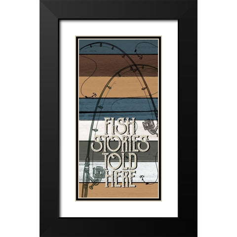 Fishing Panel 1 V2 Black Modern Wood Framed Art Print with Double Matting by Allen, Kimberly