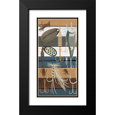 Fishing Panel 2 V2 Black Modern Wood Framed Art Print with Double Matting by Allen, Kimberly