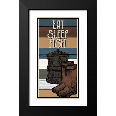 Fishing Panel 3 V2 Black Modern Wood Framed Art Print with Double Matting by Allen, Kimberly