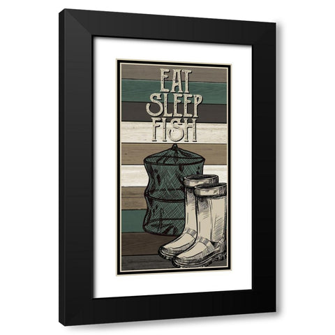 Fishing Panel 3 Black Modern Wood Framed Art Print with Double Matting by Allen, Kimberly