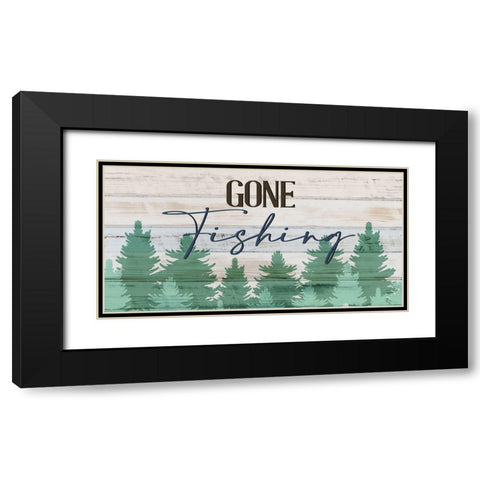 Gone Fishing Black Modern Wood Framed Art Print with Double Matting by Allen, Kimberly