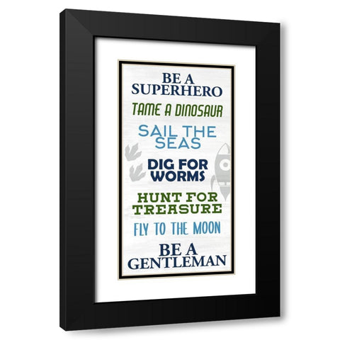 Boy Rules 1 Black Modern Wood Framed Art Print with Double Matting by Allen, Kimberly