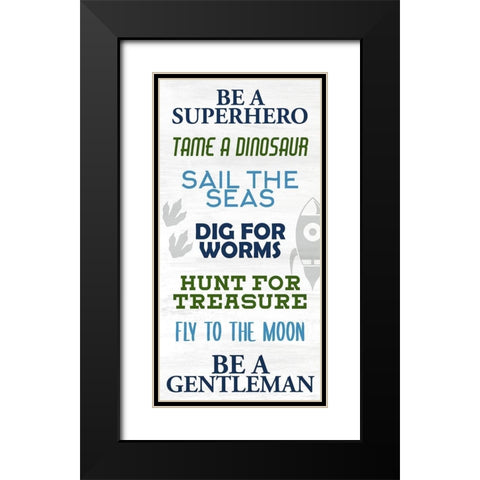 Boy Rules 1 Black Modern Wood Framed Art Print with Double Matting by Allen, Kimberly