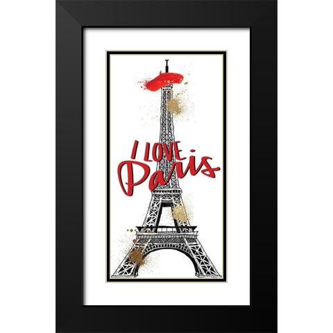 I Love Paris 1 Black Modern Wood Framed Art Print with Double Matting by Allen, Kimberly