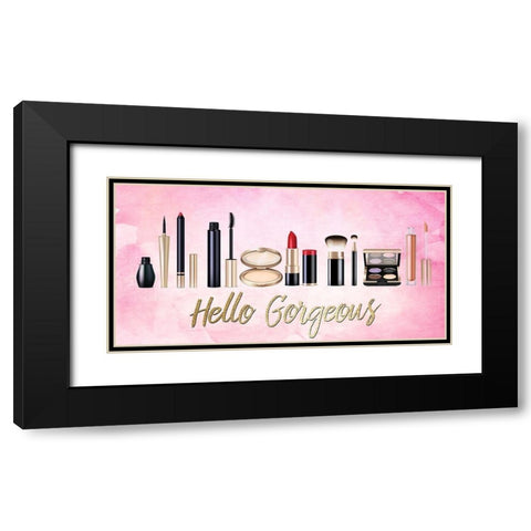Hello Gorgeous Makeup V2 Black Modern Wood Framed Art Print with Double Matting by Allen, Kimberly