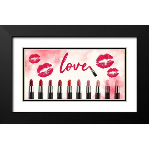 Love Lipstick V2 Black Modern Wood Framed Art Print with Double Matting by Allen, Kimberly