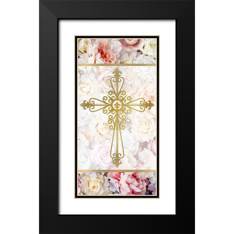 Faith Hope Floral 1 Black Modern Wood Framed Art Print with Double Matting by Allen, Kimberly