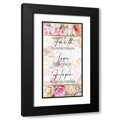 Faith Hope Floral 2 Black Modern Wood Framed Art Print with Double Matting by Allen, Kimberly