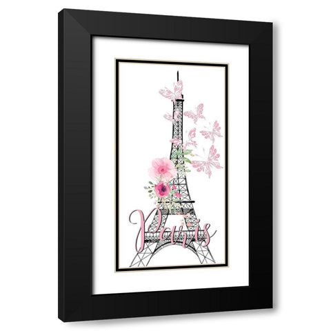 Paris Butterflies 1 Black Modern Wood Framed Art Print with Double Matting by Allen, Kimberly
