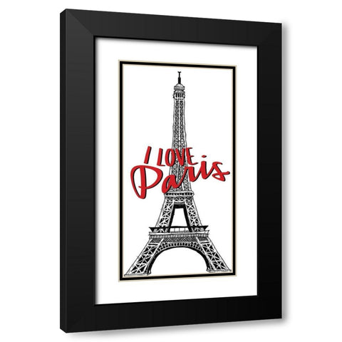 Paris Idea Love 1 Black Modern Wood Framed Art Print with Double Matting by Allen, Kimberly