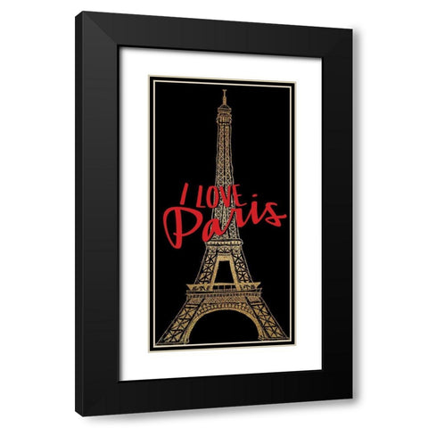 I Love Paris 1 Black Modern Wood Framed Art Print with Double Matting by Allen, Kimberly