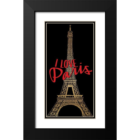 I Love Paris 1 Black Modern Wood Framed Art Print with Double Matting by Allen, Kimberly