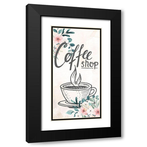 Coffee Floral 1 Black Modern Wood Framed Art Print with Double Matting by Allen, Kimberly