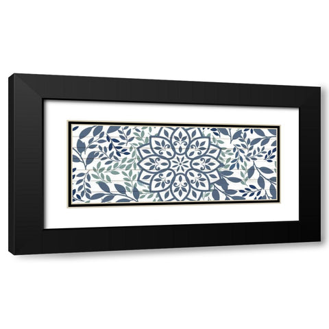 Mandala Leaves 1 Black Modern Wood Framed Art Print with Double Matting by Allen, Kimberly