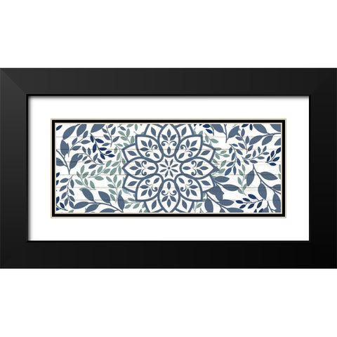 Mandala Leaves 1 Black Modern Wood Framed Art Print with Double Matting by Allen, Kimberly