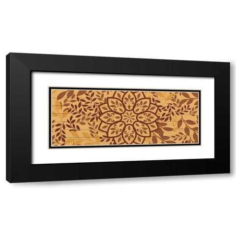 Brown Mandala Leaves 1 Black Modern Wood Framed Art Print with Double Matting by Allen, Kimberly