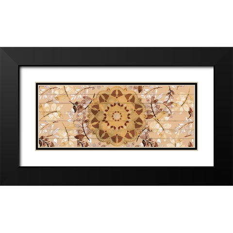 Brown Mandala Leaves 2 Black Modern Wood Framed Art Print with Double Matting by Allen, Kimberly