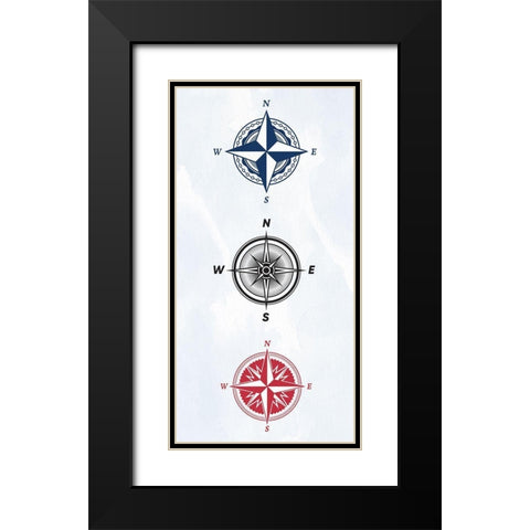 Vintage Compass 1 Black Modern Wood Framed Art Print with Double Matting by Allen, Kimberly