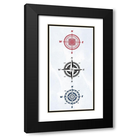 Vintage Compass 2 Black Modern Wood Framed Art Print with Double Matting by Allen, Kimberly