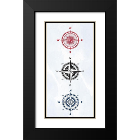Vintage Compass 2 Black Modern Wood Framed Art Print with Double Matting by Allen, Kimberly