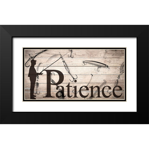 Patience Fishing Black Modern Wood Framed Art Print with Double Matting by Allen, Kimberly