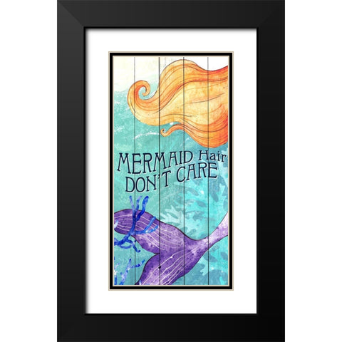 Mermaid Hair Dont Care Black Modern Wood Framed Art Print with Double Matting by Allen, Kimberly
