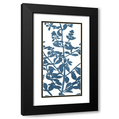 Botanical Panel Blues 1 Black Modern Wood Framed Art Print with Double Matting by Allen, Kimberly