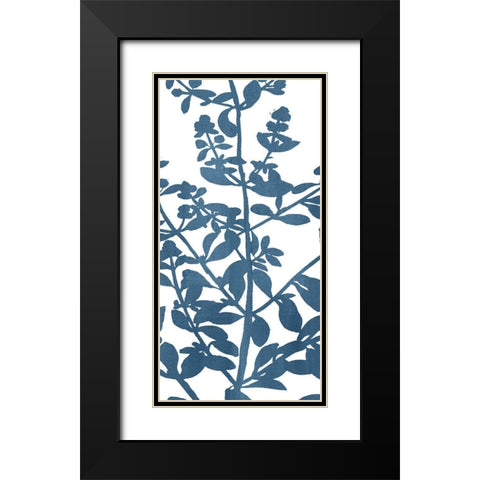 Botanical Panel Blues 1 Black Modern Wood Framed Art Print with Double Matting by Allen, Kimberly