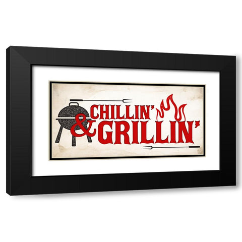 Chillin And Grillin Black Modern Wood Framed Art Print with Double Matting by Allen, Kimberly